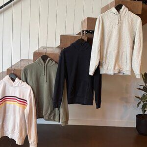 *ALL 4* GAP Men's M/Unisex Fantastic Hoodies, Retro Stripe, Olive, Navy, & Grey.
